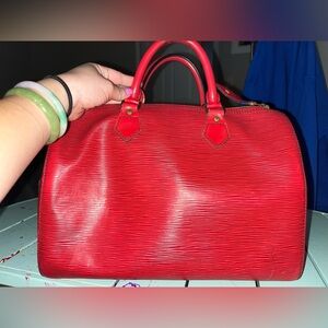 Authentic LV speedy 35 red epi leather